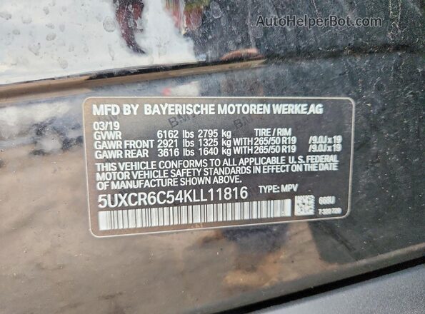5UXCR6C54KLL11816 2019 BMW X5 Black ძრავის განყოფილების ხედი