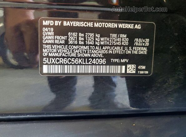 5UXCR6C56KLL24096 2019 BMW X5 Black 