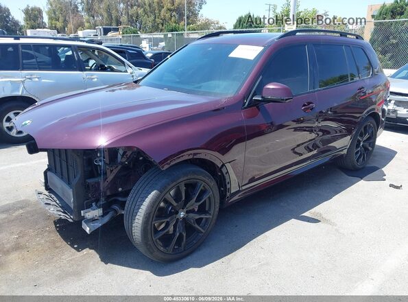 5UXCW2C07M9G93011 2021 BMW X7 Purple წინა მარცხენა ხედი სამი მეოთხედიდან