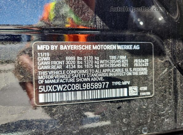 5UXCW2C08L9B58977 2020 BMW X7 Black VIN sticker view