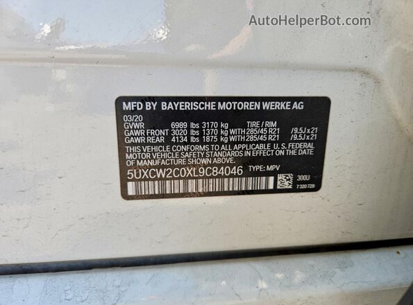 5UXCW2C0XL9C84046 2020 BMW X7 White VIN կոդի պիտակի տեսք