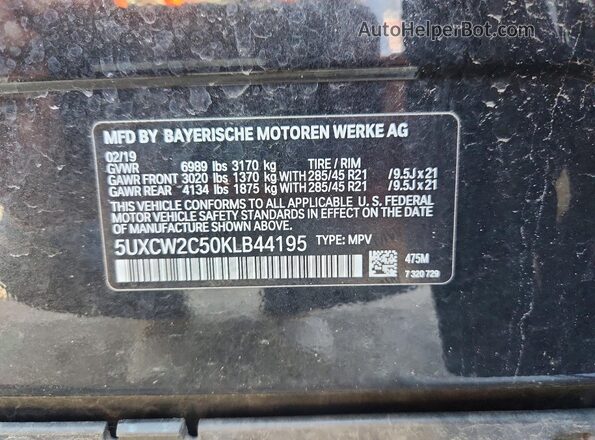 5UXCW2C50KLB44195 2019 BMW X7 Black Панорамний вид салону 360°