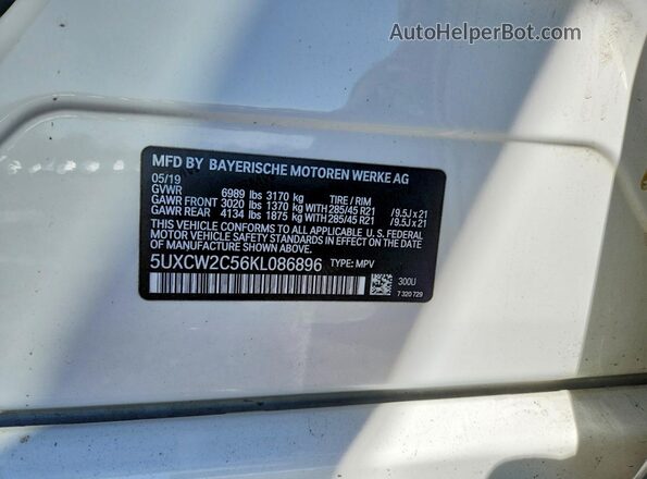 5UXCW2C56KL086896 2019 BMW X7 White 