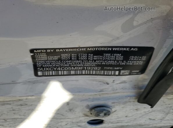 5UXCY4C05M9F19282 2021 BMW X6 White 