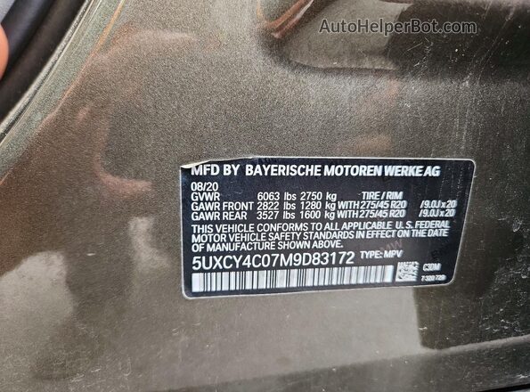5UXCY4C07M9D83172 2021 BMW X6 Green Vista del compartimento del motor