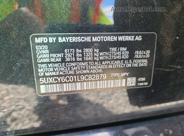 5UXCY6C01L9C82879 2020 BMW X6 Black 