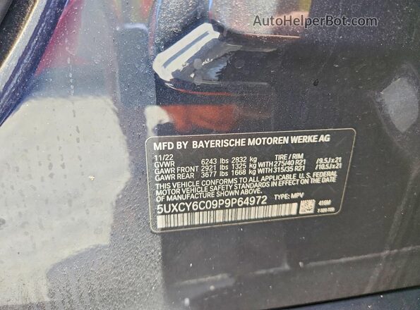 5UXCY6C09P9P64972 2023 BMW X6 Black 