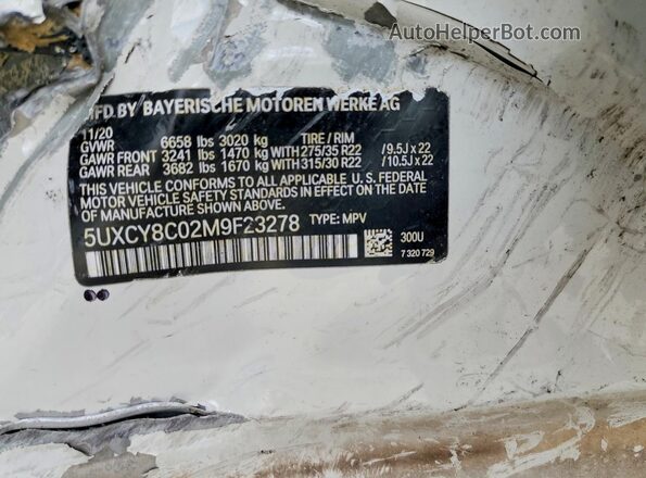 5UXCY8C02M9F23278 2021 BMW X6 Red 