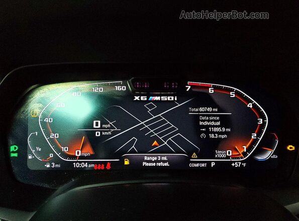 5UXCY8C04M9E21187 2021 BMW X6 White Widok zestawu wskaźników