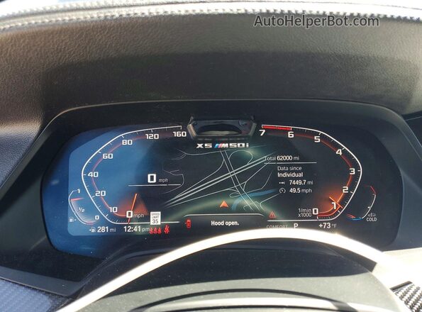 5UXJU4C00M9G77855 2021 BMW X5 Blue Instrument cluster view