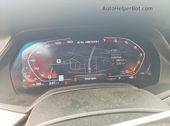 5UXJU4C02L9B93880 2020 BMW X5 Blue Instrument cluster view