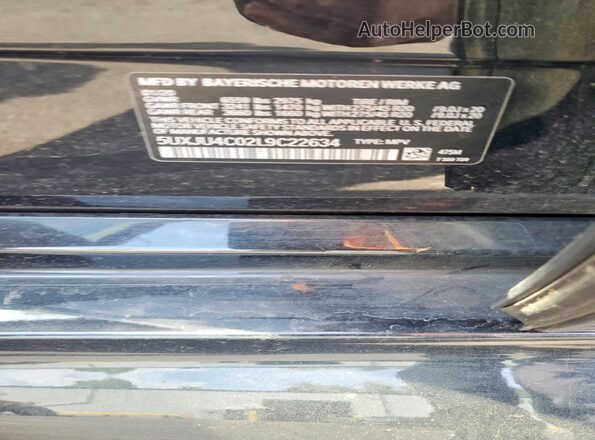 5UXJU4C02L9C22634 2020 BMW X5 Черный Вид наклейки с VIN-кодом