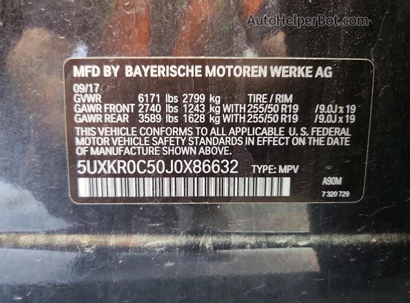 5UXKR0C50J0X86632 2018 BMW X5 Gray 