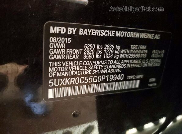 5UXKR0C55G0P19940 2016 BMW X5 Brown VIN sticker view