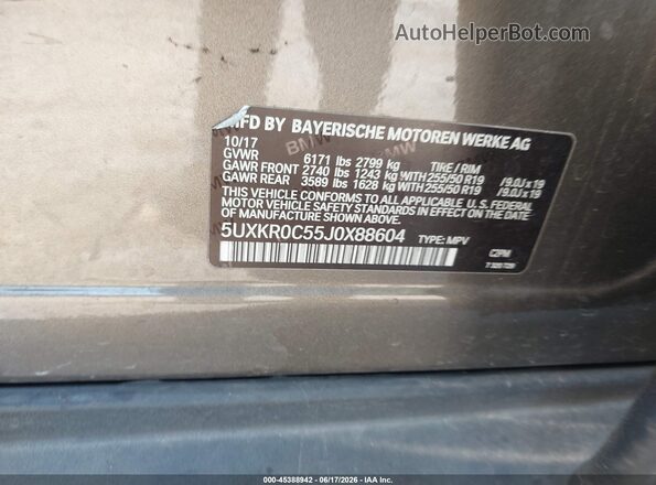 5UXKR0C55J0X88604 2018 BMW X5 Black Շարժիչի բաժամունքի տեսք
