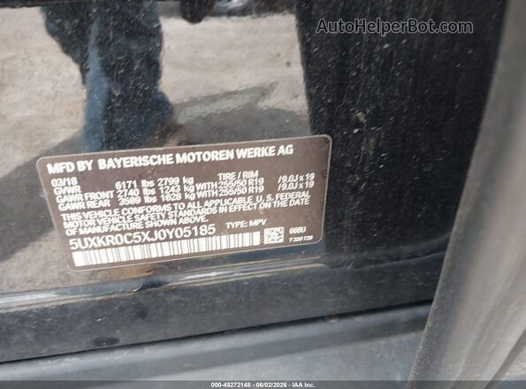 5UXKR0C5XJ0Y05185 2018 BMW X5 Black ძრავის განყოფილების ხედი