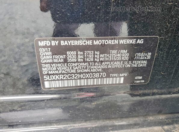 5UXKR2C32H0X03870 2017 BMW X5 Black VIN sticker view