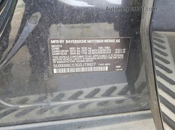 5UXKR6C53G0J79927 2016 BMW X5 Charcoal Вид наклейки з VIN-кодом