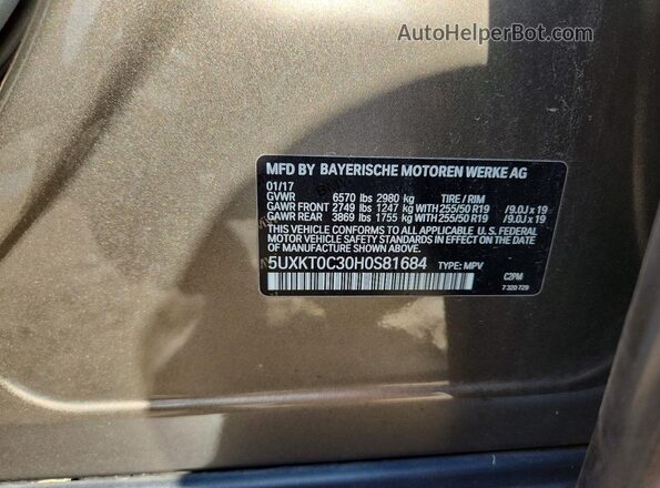 5UXKT0C30H0S81684 2017 BMW X5 Gold Շարժիչի բաժամունքի տեսք