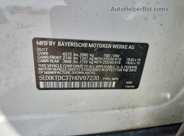 5UXKT0C37H0V97230 2017 BMW X5 White სალონის 360-გრადუსიანი ხედი