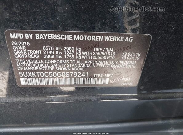 5UXKT0C50G0S79241 2016 BMW X5 Black ძრავის განყოფილების ხედი