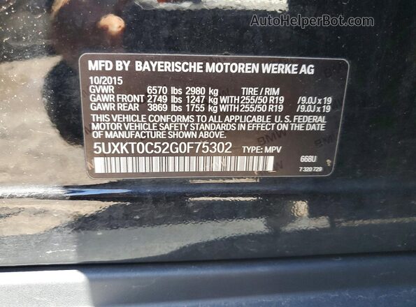 5UXKT0C52G0F75302 2016 BMW X5 Черный 