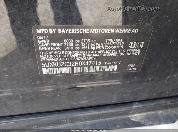 5UXKU2C32H0X47415 2017 BMW X6 Black 