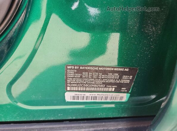 5UXKU2C58G0N82583 2016 BMW X6 Green 