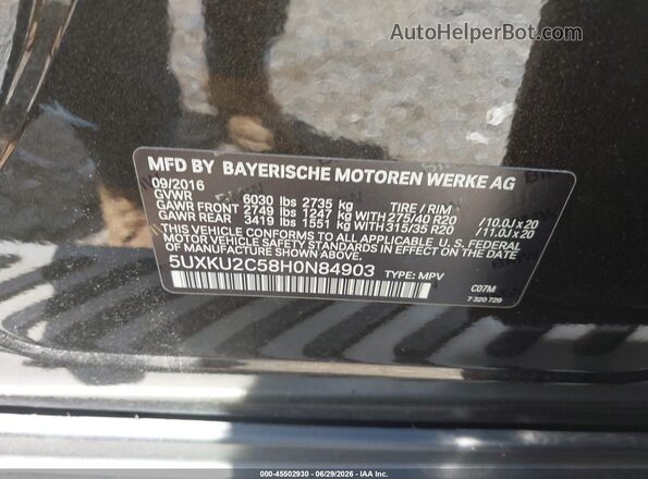 5UXKU2C58H0N84903 2017 BMW X6 Black ძრავის განყოფილების ხედი