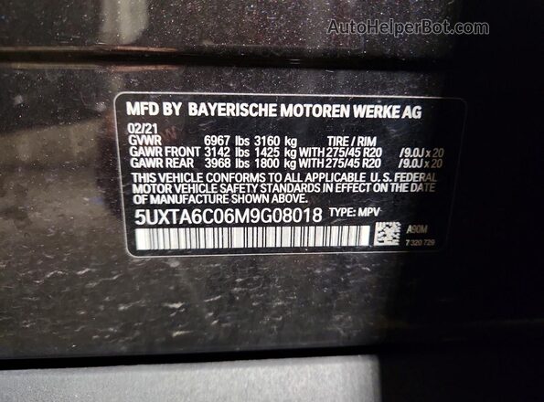 5UXTA6C06M9G08018 2021 BMW X5 Gray 360 interior view