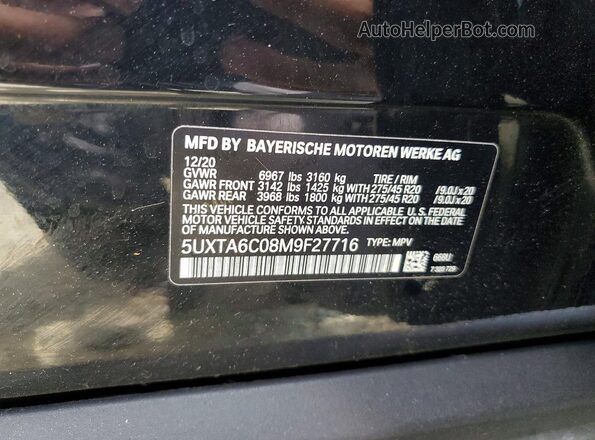 5UXTA6C08M9F27716 2021 BMW X5 Черный 