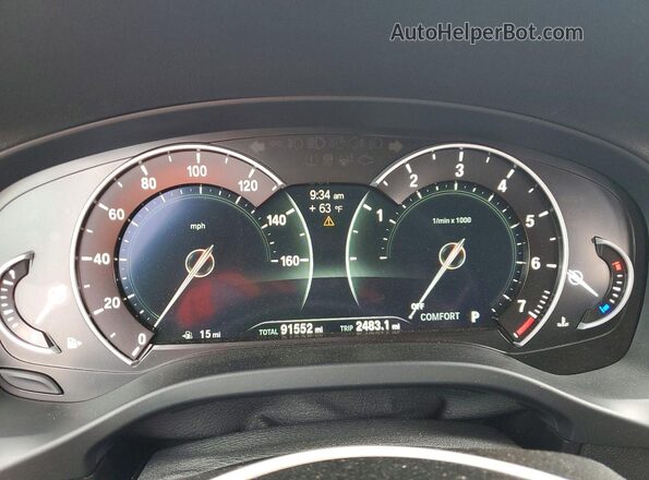 5UXTR7C54KLE97169 2019 BMW X3 Black Instrument cluster view