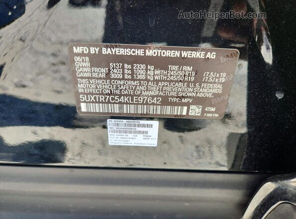 5UXTR7C54KLE97642 2019 BMW X3 Black სალონის 360-გრადუსიანი ხედი