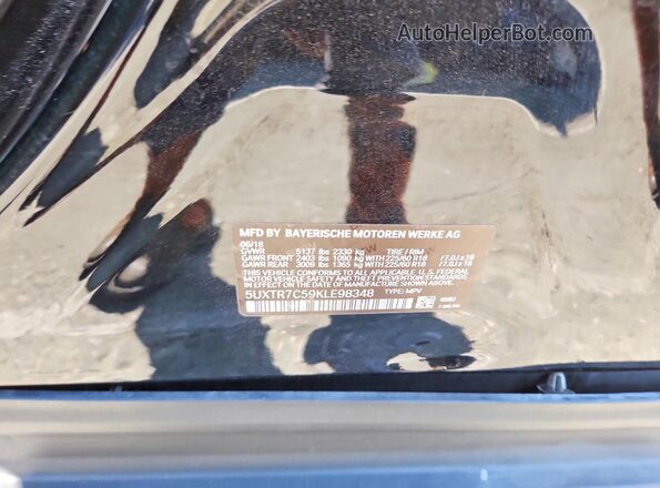 5UXTR7C59KLE98348 2019 BMW X3 Black VIN sticker view
