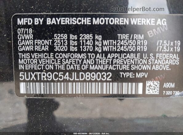 5UXTR9C54JLD89032 2018 BMW X3 Серый Вид подкапотного пространства