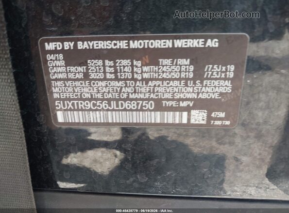 5UXTR9C56JLD68750 2018 BMW X3 Черный Вид подкапотного пространства