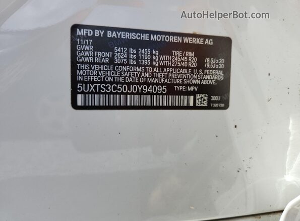 5UXTS3C50J0Y94095 2018 BMW X3 White 