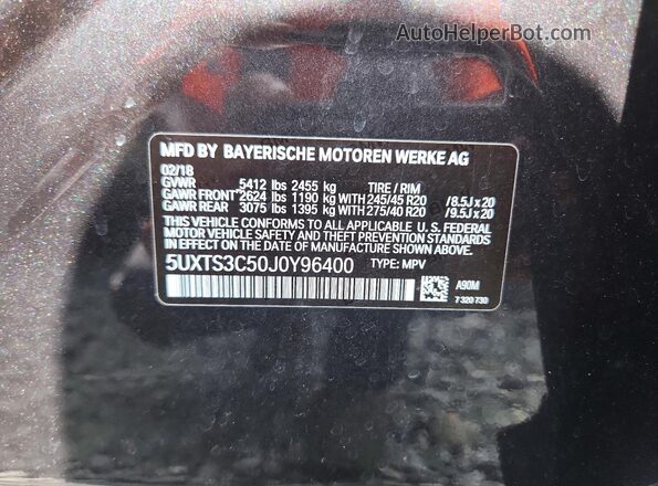 5UXTS3C50J0Y96400 2018 BMW X3 Black Widok naklejki z numerem VIN