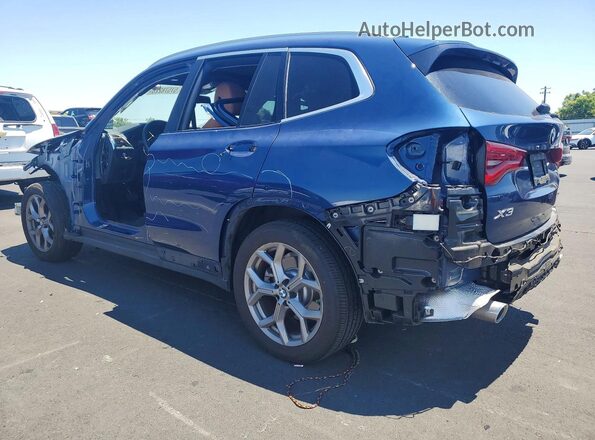5UXTY3C00M9G33460 2021 BMW X3 Blue Trasero izquierdo