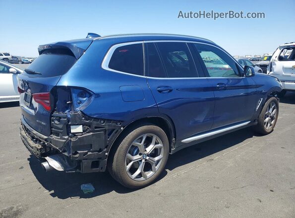 5UXTY3C00M9G33460 2021 BMW X3 Blue Trasero derecho