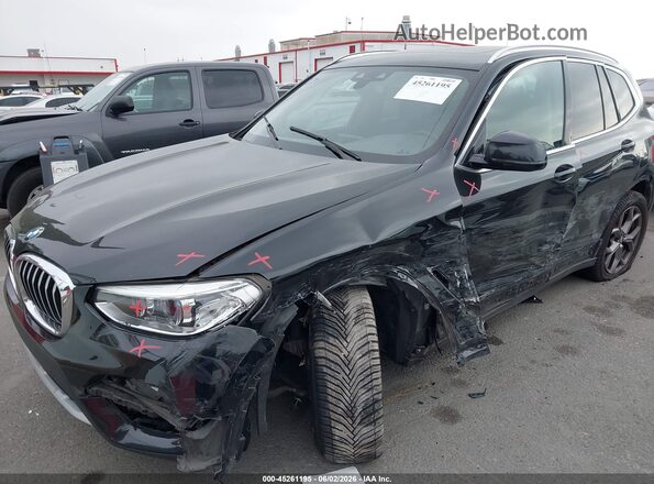 5UXTY3C02M9E37228 2021 BMW X3 Black Դիմացի տեսք
