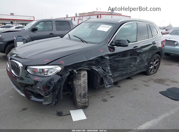 5UXTY3C02M9E37228 2021 BMW X3 Black Առջևի ձախ երեք քառորդ տեսարան