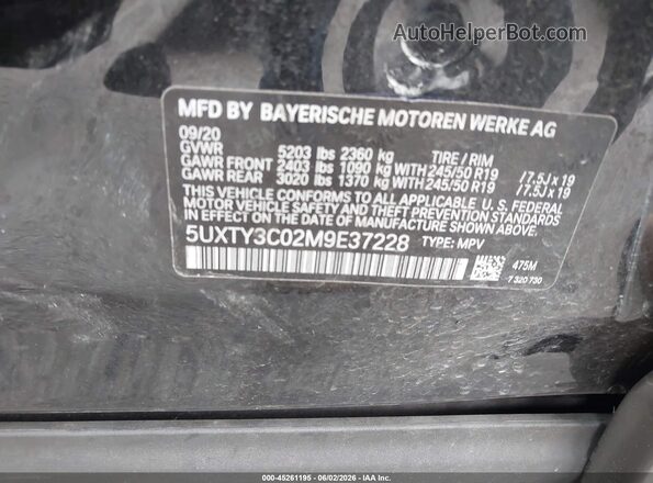 5UXTY3C02M9E37228 2021 BMW X3 Black Շարժիչի բաժամունքի տեսք