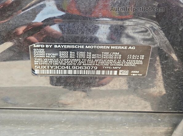 5UXTY3C04L9D63079 2020 BMW X3 Black 