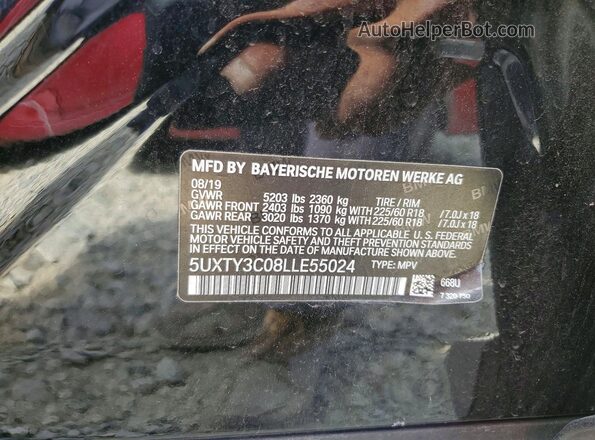 5UXTY3C08LLE55024 2020 BMW X3 Black 
