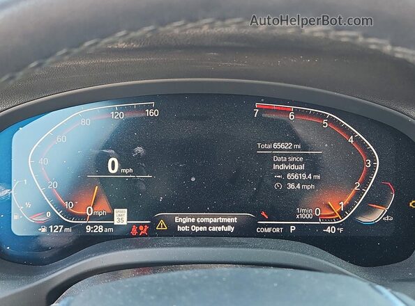 5UXTY5C00M9E37840 2021 BMW X3 Blue Instrument cluster view