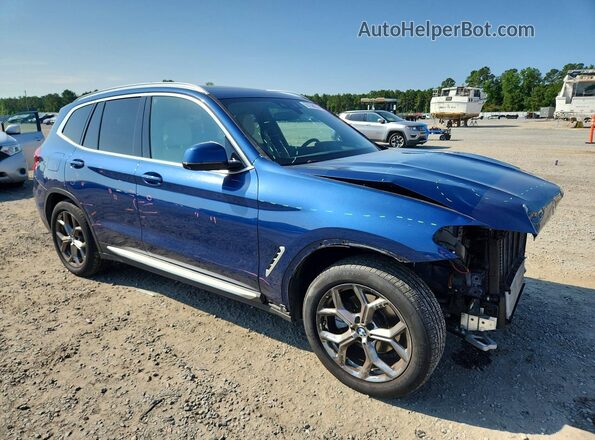 5UXTY5C00M9E37840 2021 BMW X3 Blue Front right