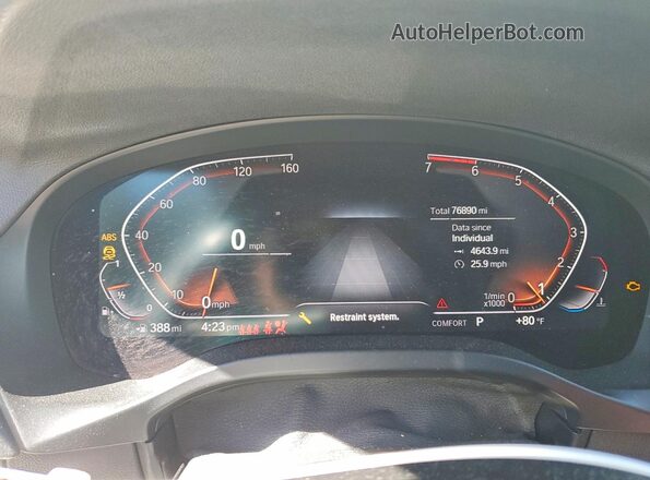 5UXTY5C01LLE58343 2020 BMW X3 White Instrument cluster view