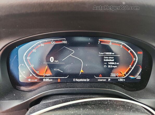 5UXTY5C01LLE58391 2020 BMW X3 Black Instrument cluster view