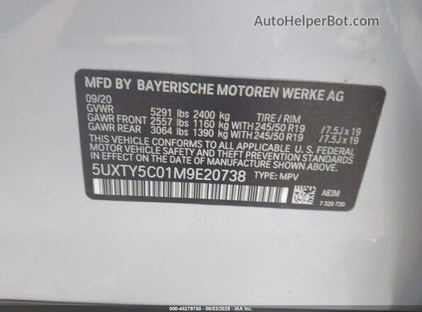 5UXTY5C01M9E20738 2021 BMW X3 Silver Vista del compartimento del motor